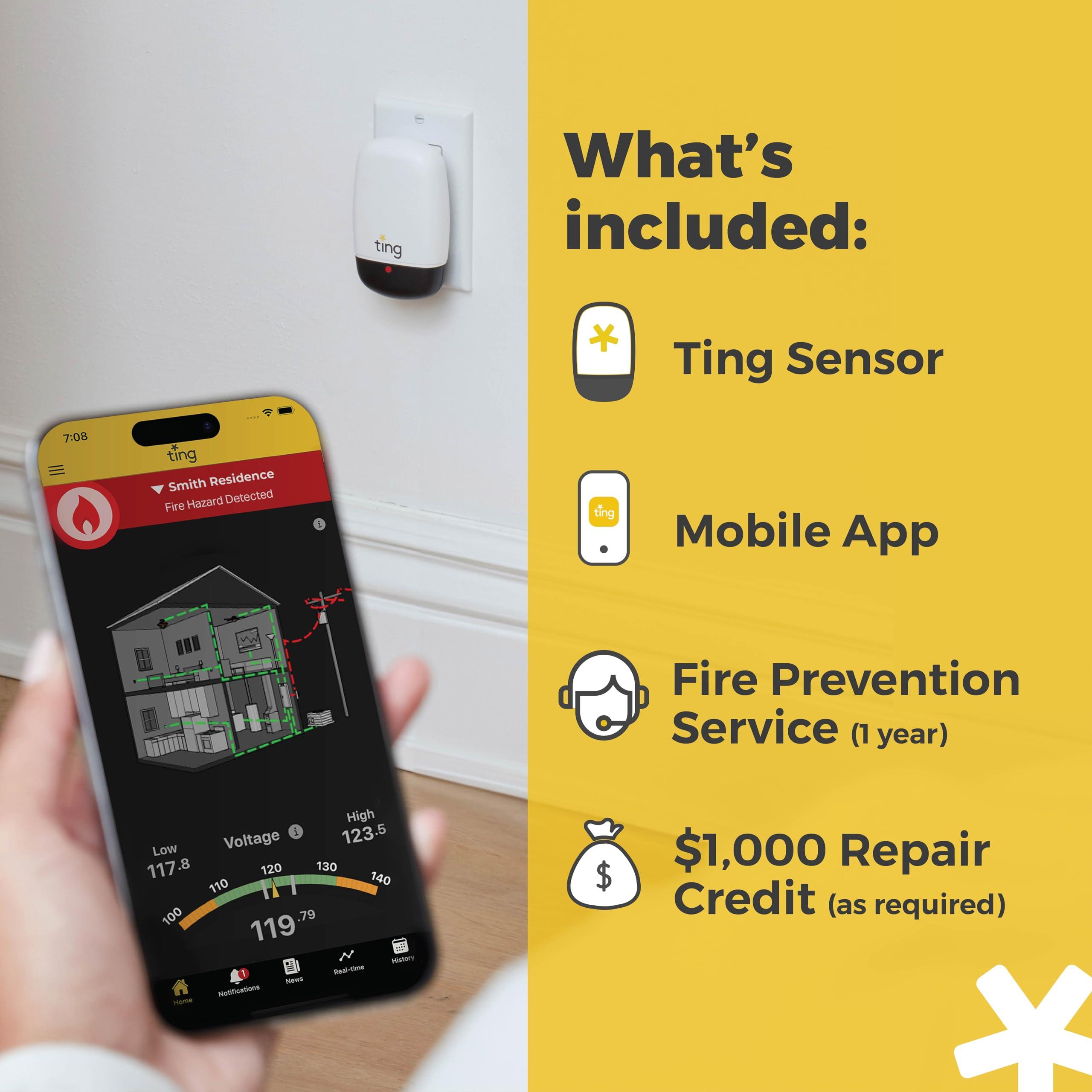 Ting Fire Ting Fire Ting Smart Fire Prevention Sensor & Service - Includes 12 Months of Required Service, Residential Use Only