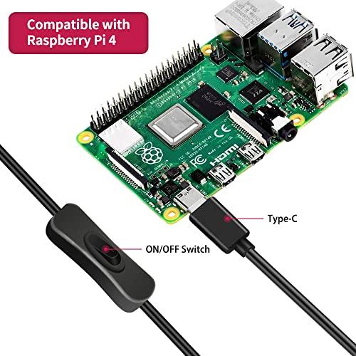 GeeekPi GeeekPi 18W 5V 3.6A Power Supply for Raspberry Pi 4/Orange Pi 5&5B, UL Listed Type C Power Supply with ON/Off Switch for Raspberry Pi 4 Model B 8GB/4GB/2GB/1GB, with a Micro USB Adapter for Pi 3B+/3B