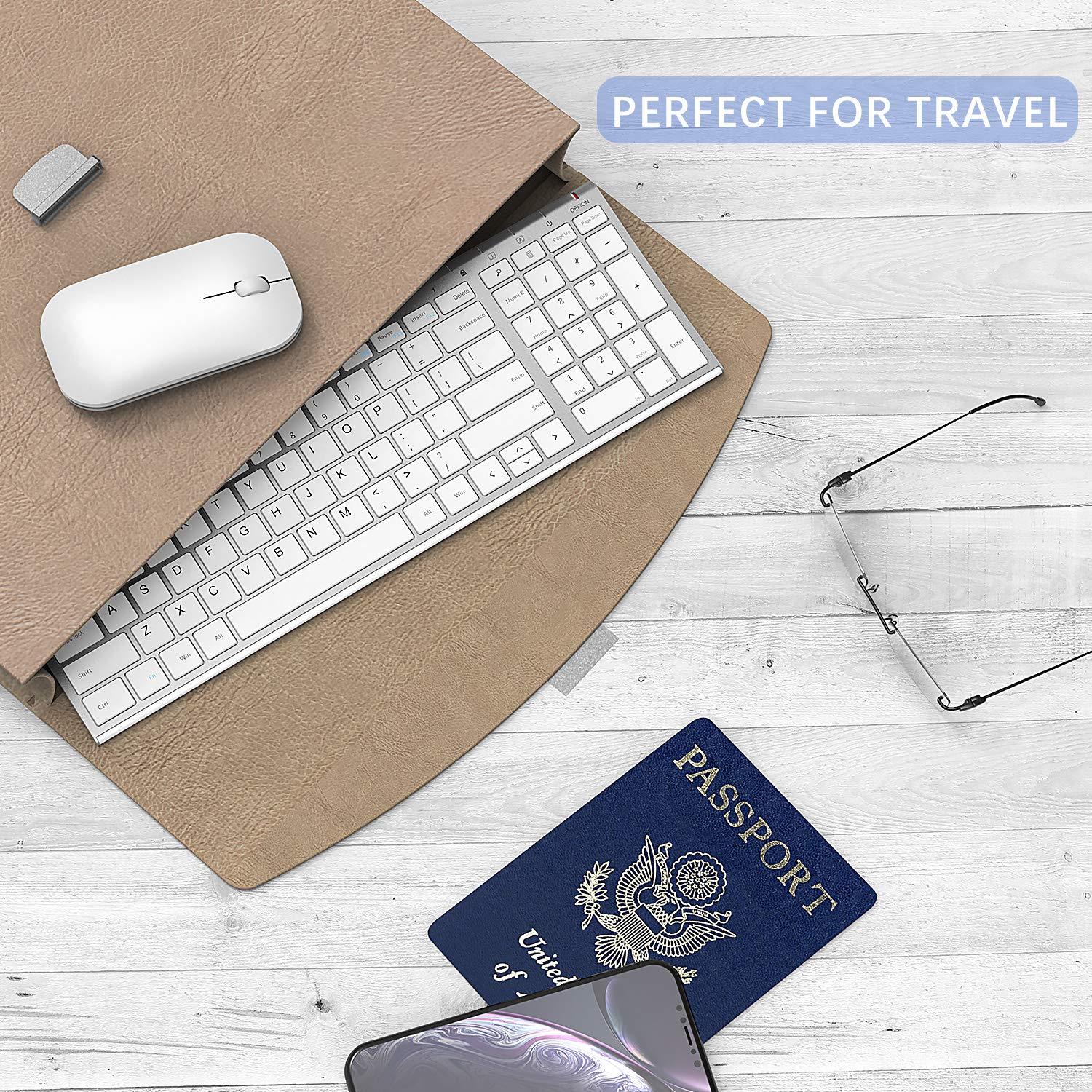 seenda seenda Rechargeable Wireless Keyboard Mouse, Ultra Thin Low Profile Wireless Keyboard and Mouse with Number Pad, Quiet Portable Combo Compatible for Windows XP/7/8/10/11/11 Pro, Silver White