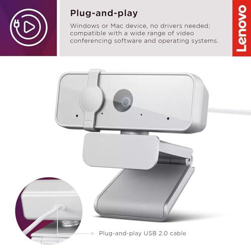 Lenovo Lenovo HD 1080p Webcam (300 FHD) - Monitor Camera with 95 Wide Angle, 360 Rotation Pan & Tilt, Dual Microphones Attachable Desktop Cam with Privacy Shutter for Remote Work, Streaming & Gaming