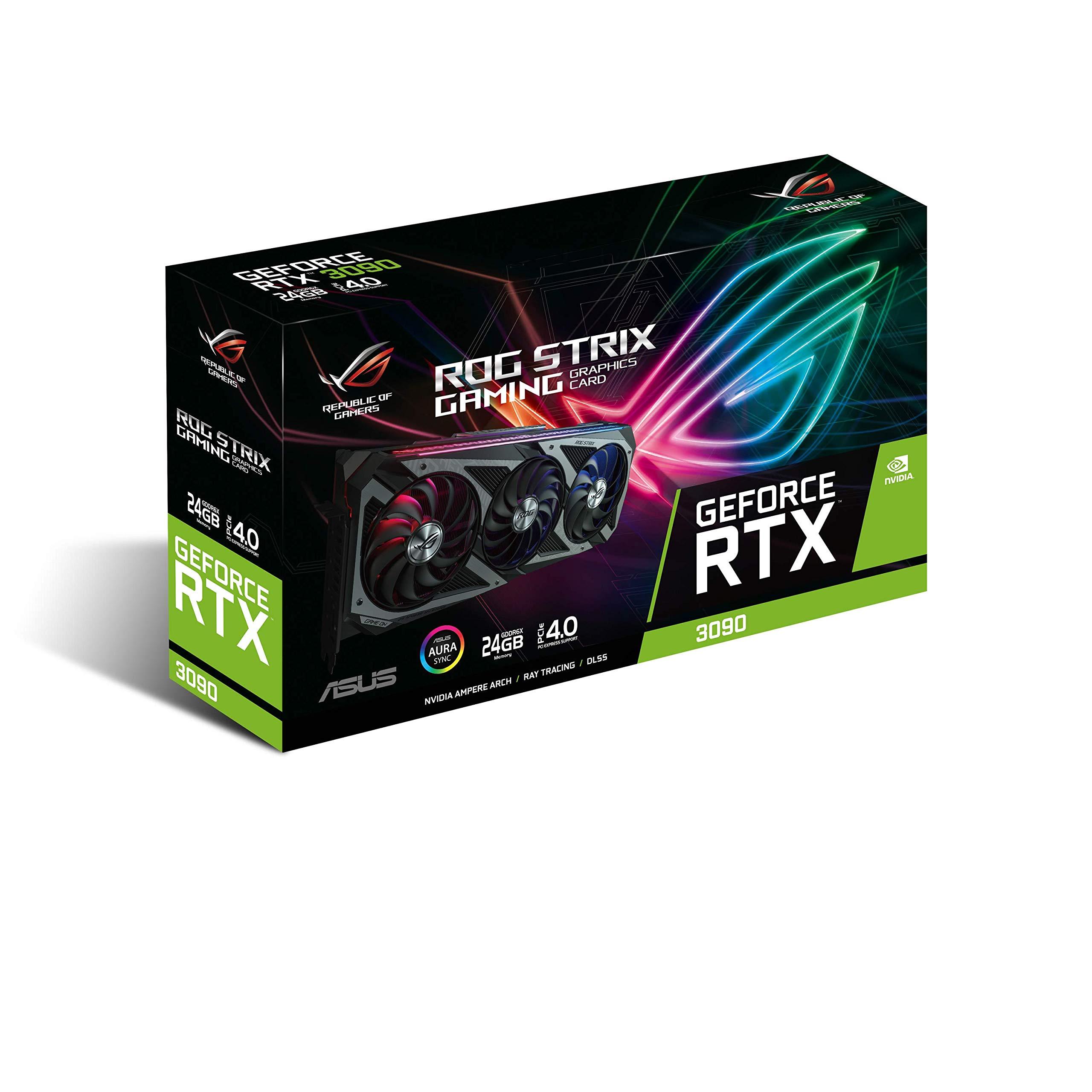 ASUS ASUS ROG STRIX NVIDIA GeForce RTX 3090 Gaming Graphics Card- PCIe 4.0, 24GB GDDR6X, HDMI 2.1, DisplayPort 1.4a, Axial-Tech Fan Design, 2.9-Slot