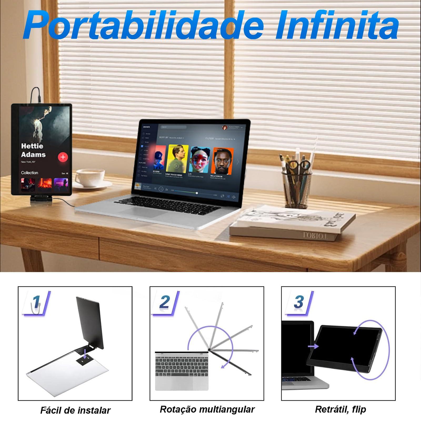 Anvazise Anvazise Laptop Monitor Extender, 11.6/14.1 inch Portable Monitor Dual Screen External Second Monitor 19201080 FHD IPS,USB-C/HDMI,Plug and Play,for Laptop Notebook (11.6 inch)