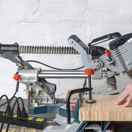 Monster Monster Workshop Heavy-Duty Garage Power Strip Surge Protector - Mountable Heavy-Duty Wide-Spaced 7 Grounded AC Outlets with 4ft Angled Flat Plug - 1200 Joules - ETL Listed