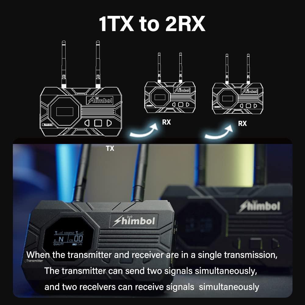 Shimbol Shimbol ZO1000 Wireless Video Transmission System, USB-C UVC Capture,1080P HDMI SDI Transmitter and Receiver, 0.08s Latency, 1000ft Range, 1 TX to 2 RX monioring,for Live Streaming