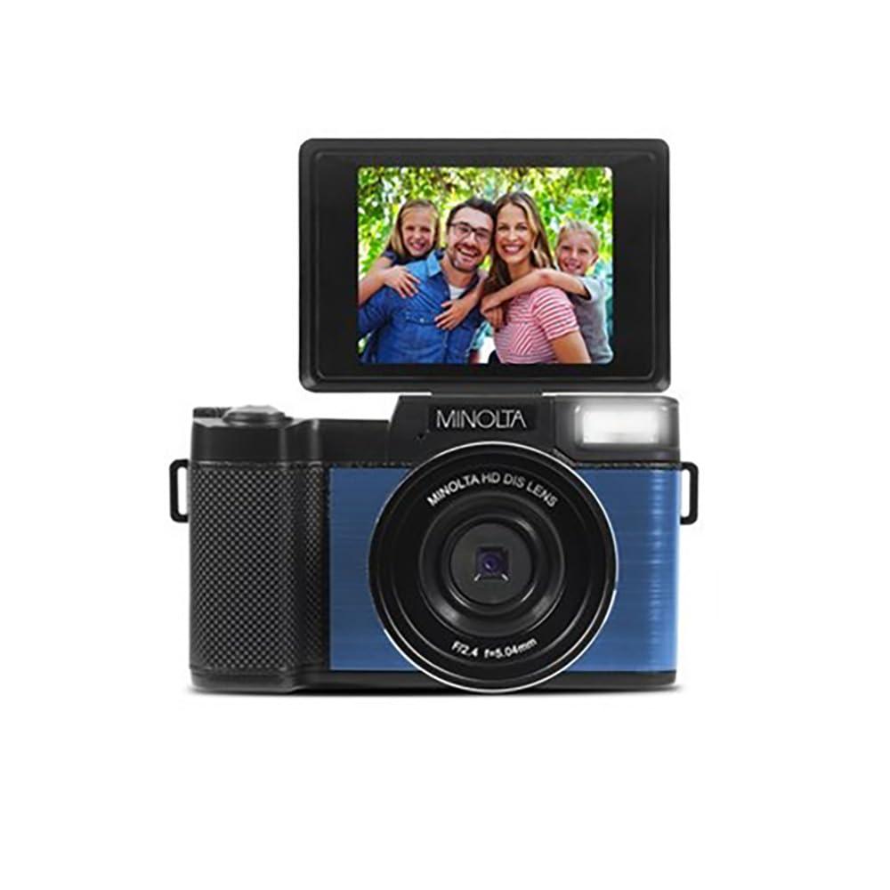 Minolta Minolta 30MP Digital Camera 2.7K Ultra HD Video, 3-inch 180 LCD Screen, Face Detection, Anti-Shake, 9 Scene Modes, Photo Burst, Panorama, CMOS Sensor, 32GB Card (Blue)