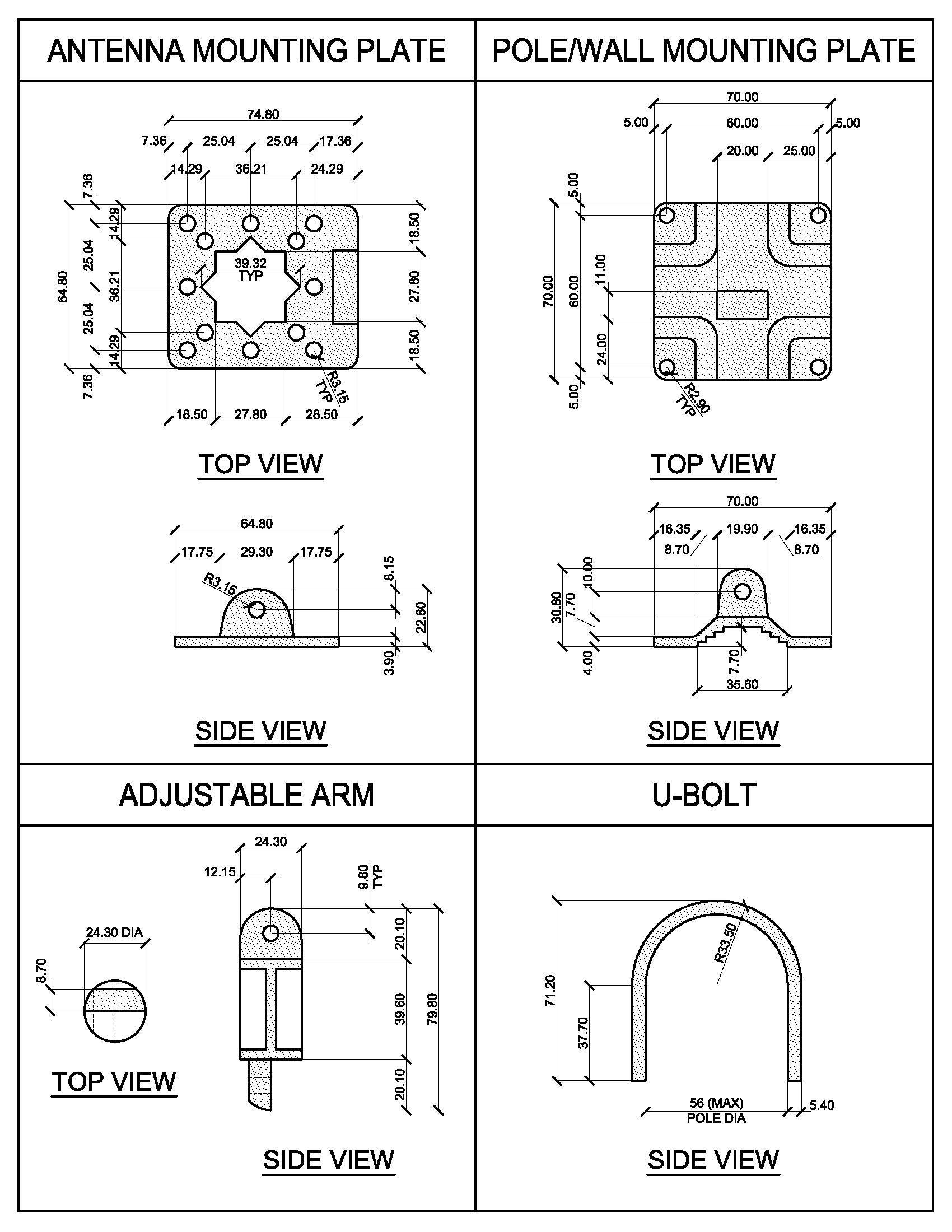 Proxicast Proxicast Universal Wall/Pole Mount Adjustable Articulated Bracket for Outdoor Antennas, Cameras, Lights, Speakers, etc - Not for Mounting TVs or Monitors (ANT-810-AWB)