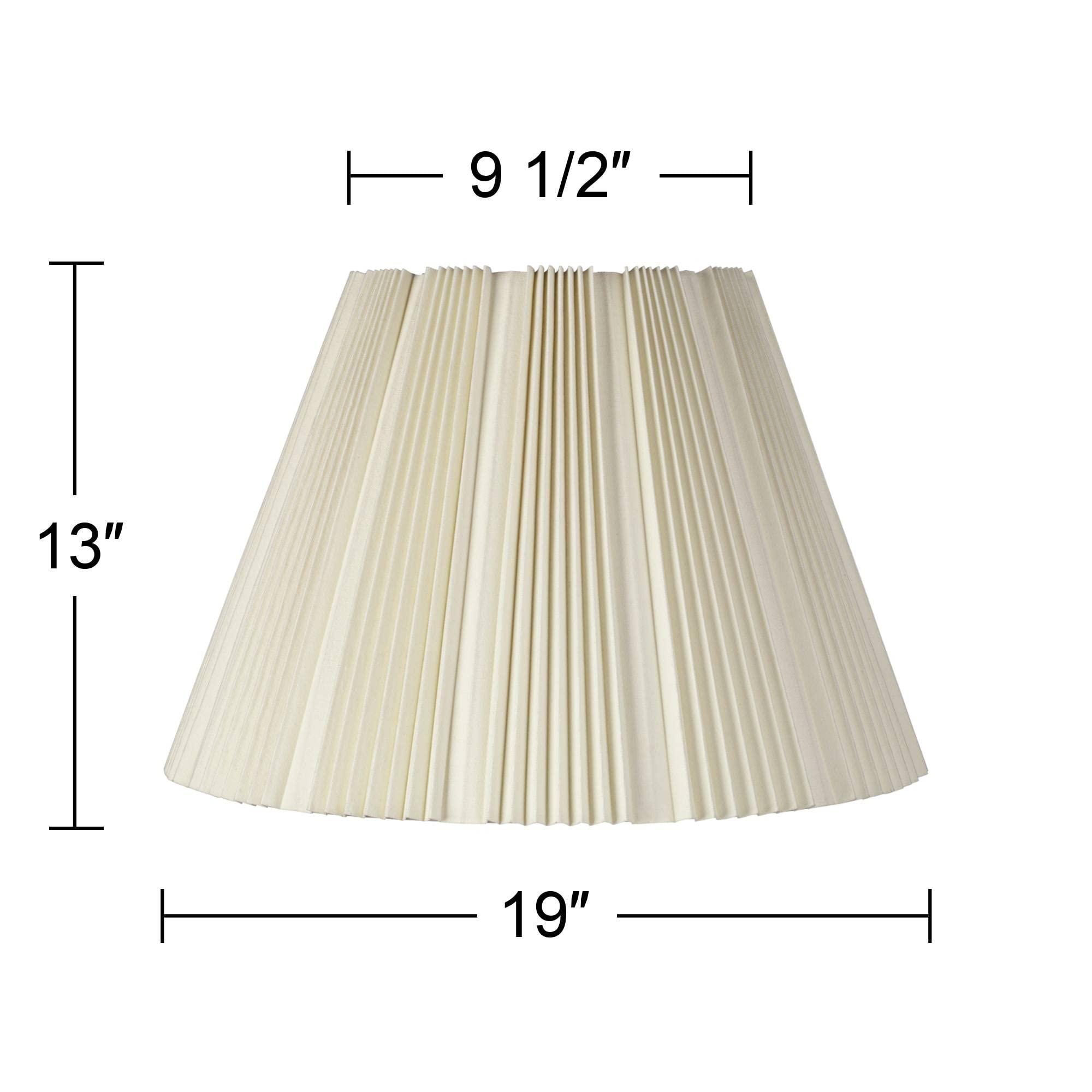 Brentwood Collection Eggshell Pleated Large Lamp Shade 9.5\" Top x 19\" Bottom x 13\" High (Spider) Replacement with Harp and Finial - Springcrest