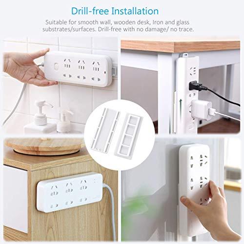 Color Land 3 Pcs Surge Protector Wall Mount Power Strip Holder, Self Adhesive Fixator Punch Free