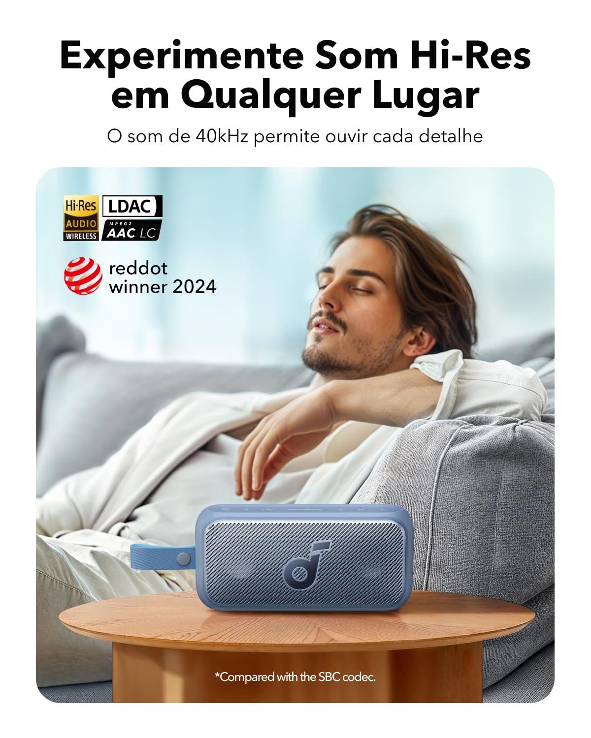 Soundcore Soundcore Motion 300 by Anker, Bluetooth Speaker, Wireless Hi-Res Portable Speaker, IPX7 Waterproof, BassUp, Bluetooth 5.3, 30W Stereo Sound, 13H Playtime for Home, Shower, Outdoor, and Travel - Blue