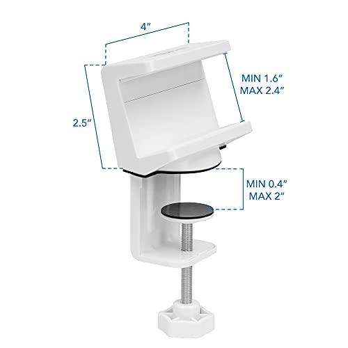 Mount-It! Mount-It! Power Strip Holder Clamp Desk Mount with Included Surge Protector | White Desktop Power Outlet with 3 USB Ports and 3 AC Power Outlets | Adjustable Power Strip Clamp Mount