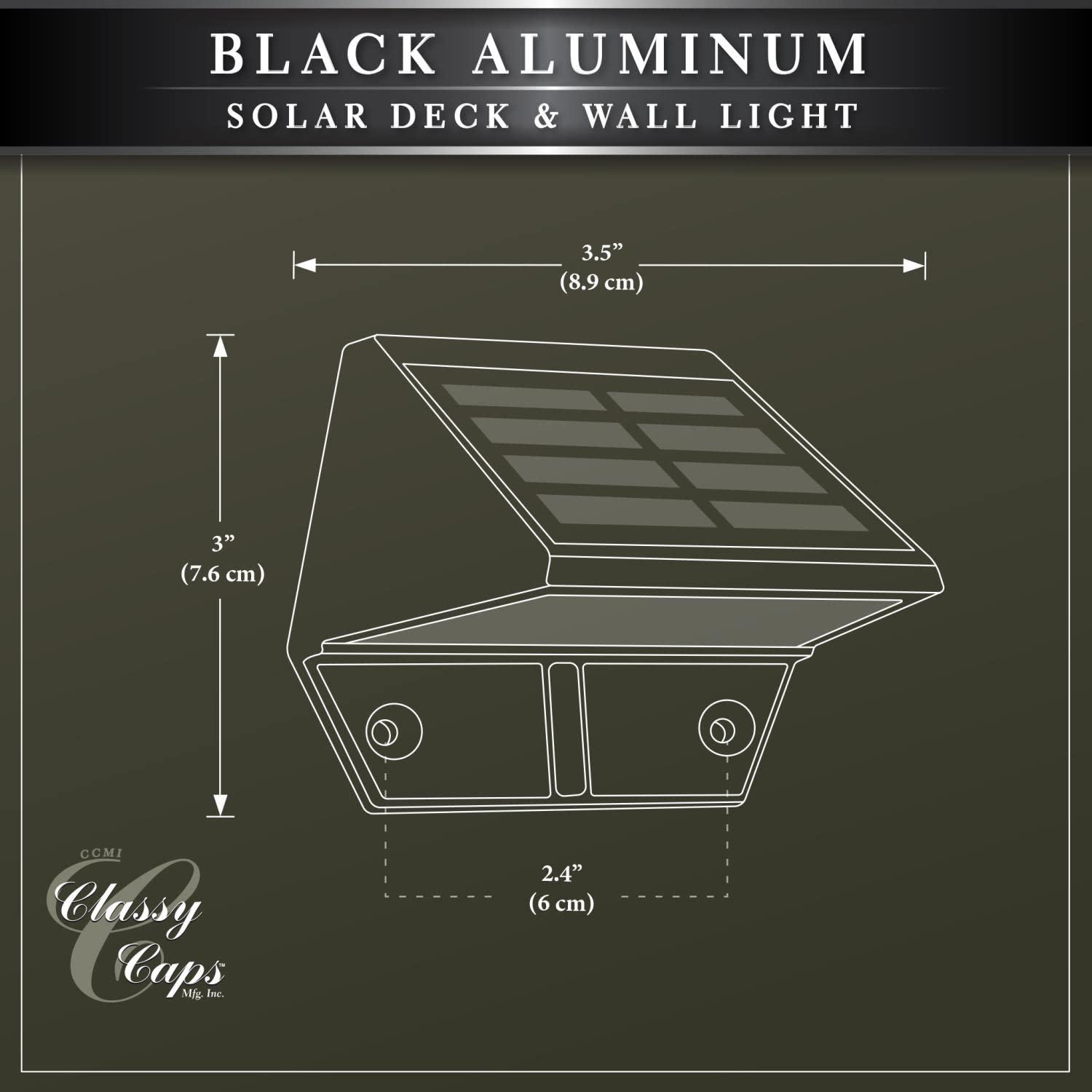 Classy Caps Classy Caps SL178 Solar Integrated LED Deck & Wall Light - Black Aluminum