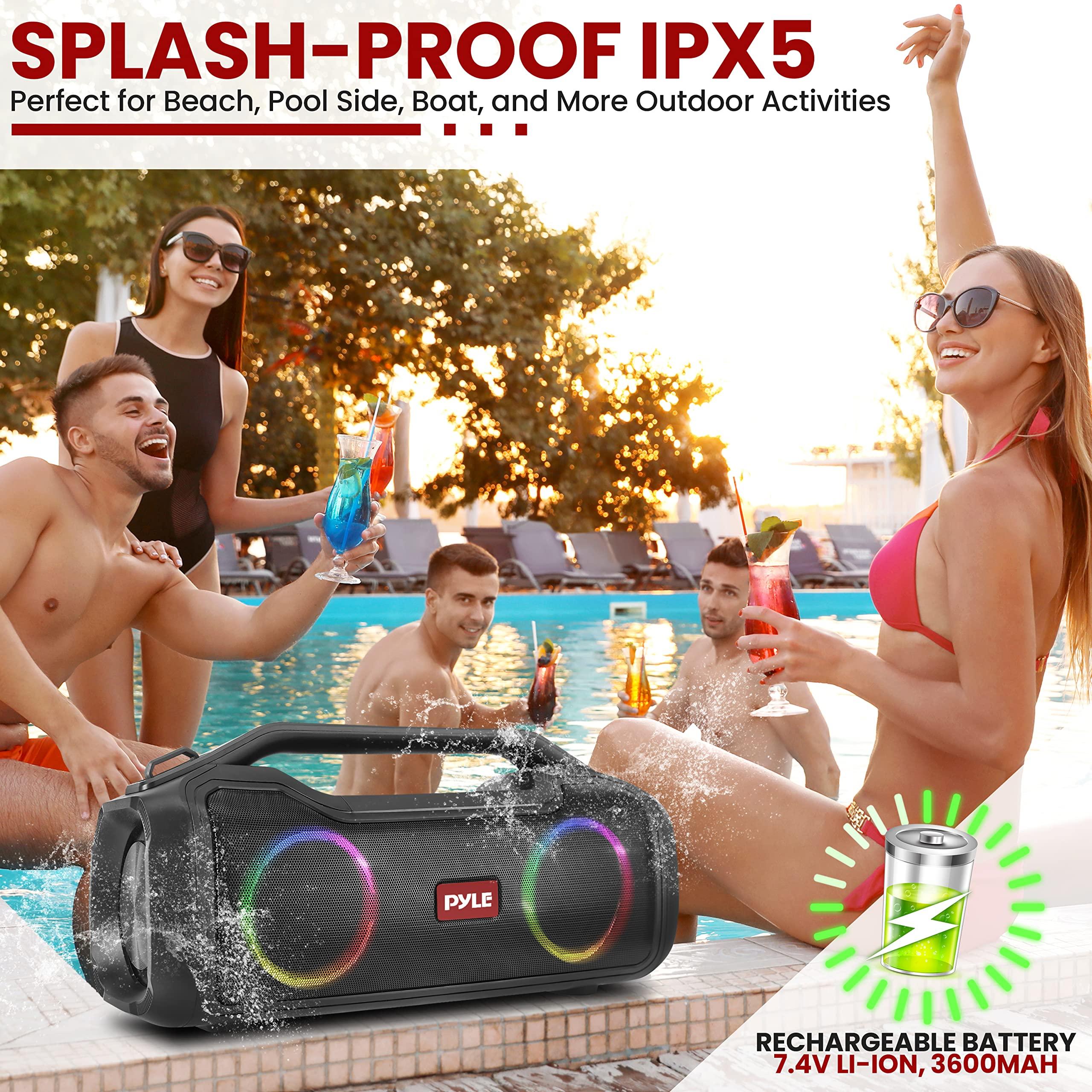 Pyle Pyle | Bluetooth Speaker | with HD Sound, Portable Wireless, IPX5 Waterproof, Up to 20H Playtime, TWS Pairing, BT5.3, for Home/Party/Outdoor/Beach, Electronic Gadgets, Birthday Gift