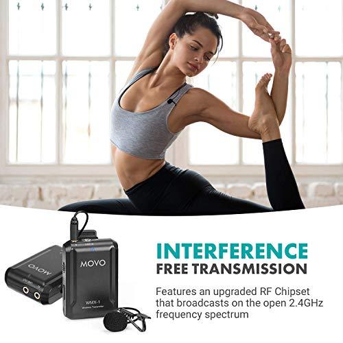 Movo Movo WMX-1 2.4GHz Wireless Lavalier Microphone System Compatible with DSLR Cameras, Camcorders, iPhone, Android Smartphones, and Tablets (200' ft Audio Range)