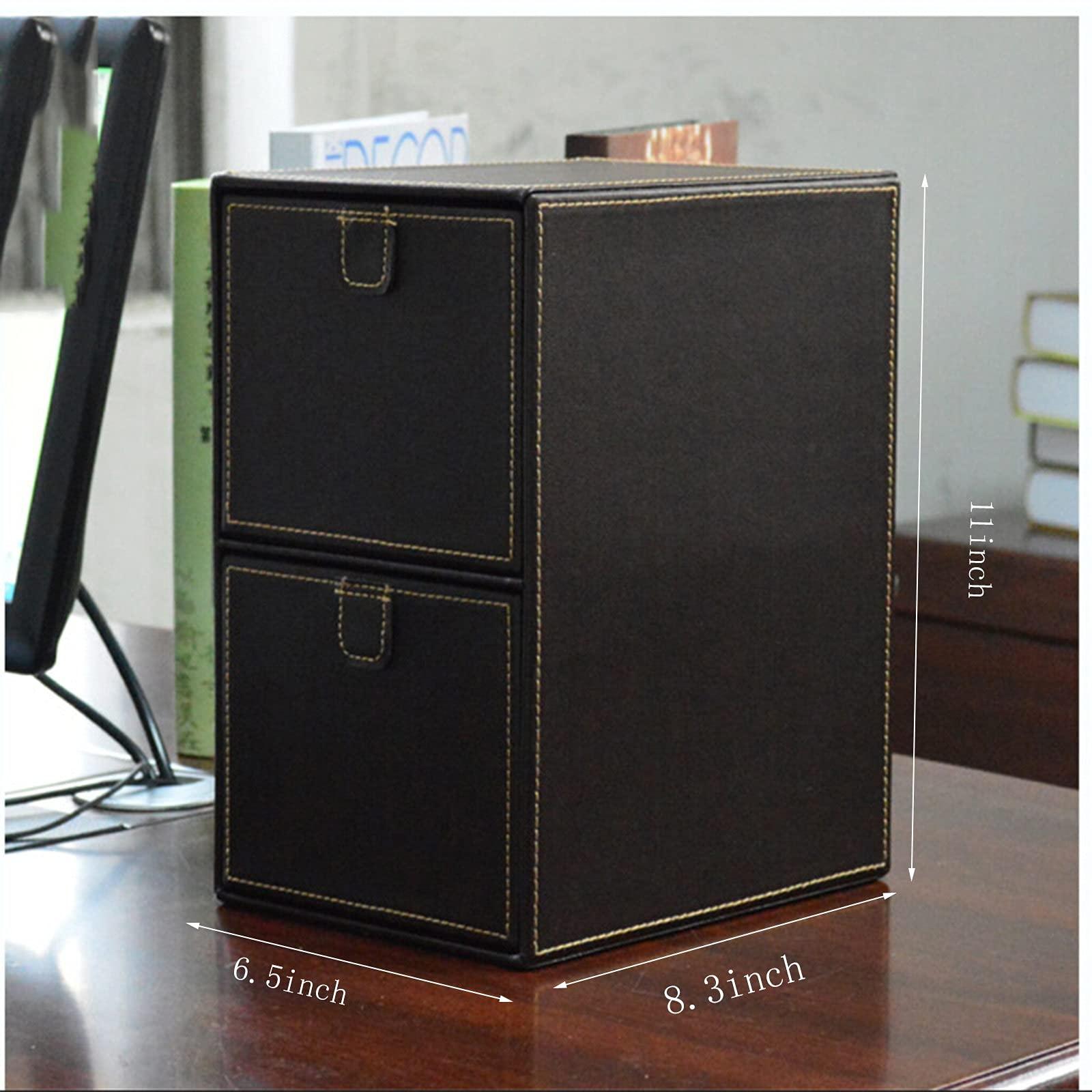 DCFV Creative Leather CD Storage Box, Two Drawer-Style DVD Disc Finishing Cabinets, High-end Desktop Storage Box for Storing and Organizing Media Frame