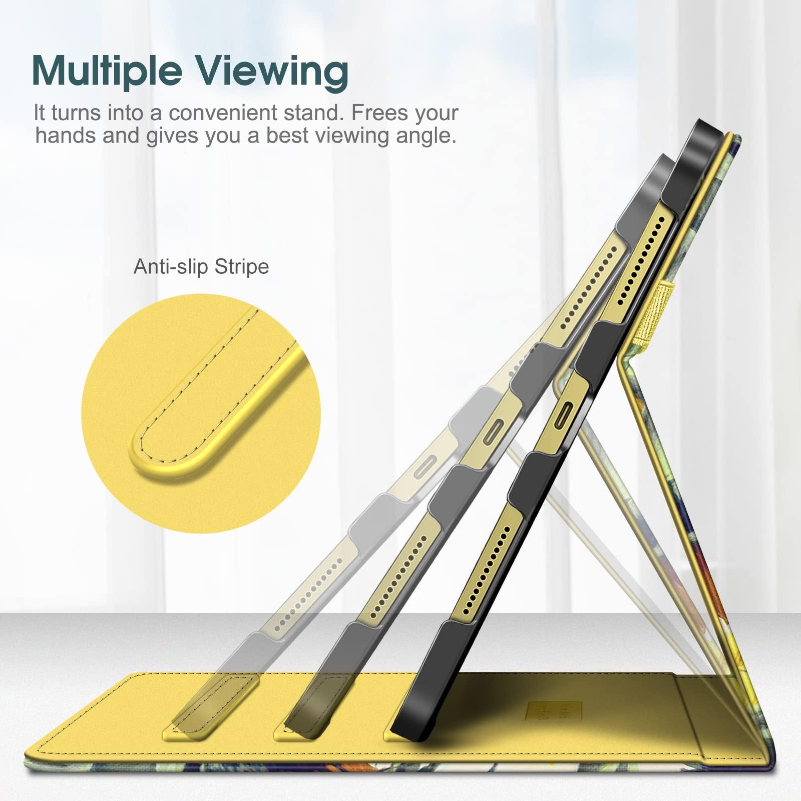 Fintie Fintie Case for iPad (A16) 11th Generation 11 Inch (2025), iPad 10th Generation 10.9 Inch (2022), Multi-Angle Viewing Protective Stand Cover with Pencil Holder & Pocket, Sunflowers