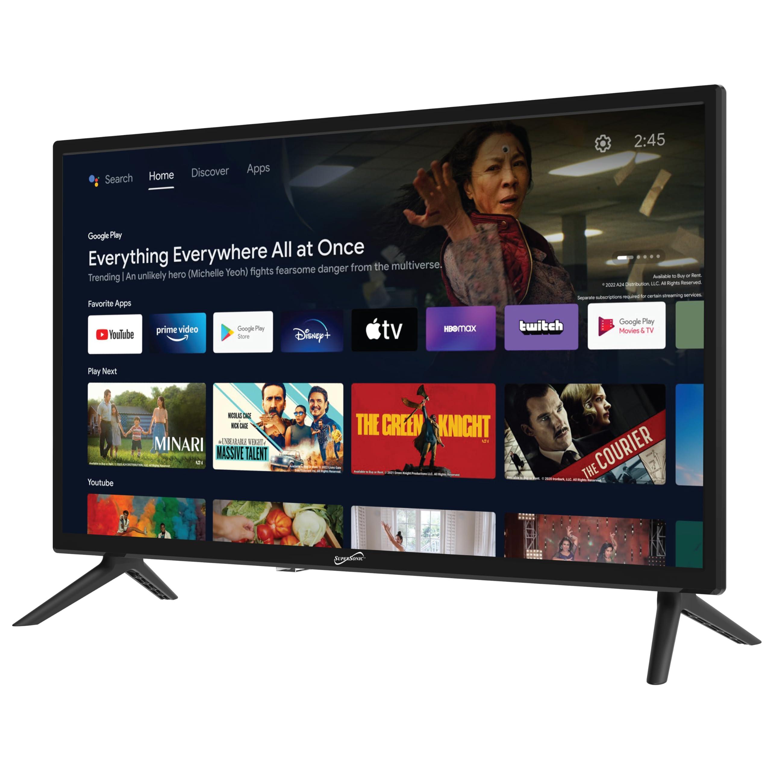 Supersonic Supersonic SC-2450GTV-A 24-inch DLED Smart HDTV with Google Assistant, ATSC & NTSC System, HDMI USB Input, WiFi, 1080p Resolution, 16.7M Colors,60Hz Refresh Rate, Bluetooth, AC/DC Compatible