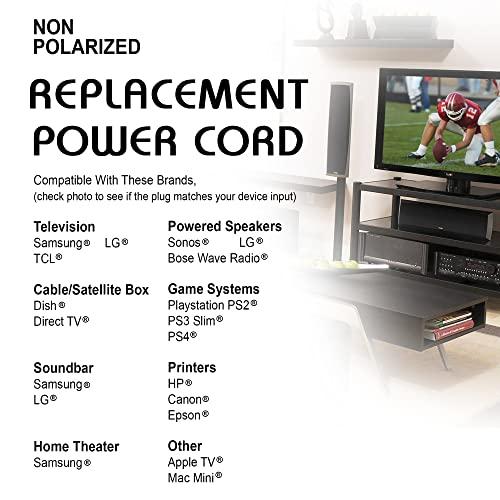 XTREME DIGITAL LIFESTYLE ACCESSORIES Xtreme 10 Foot Non-Polarized Replacement Power Cord for TVs, Game Consoles, Cable/Satellite Boxes, Printers, Soundbars, Home Theaters, Speakers & More, Works with Samsung, LG, TLC, PlayStation & More