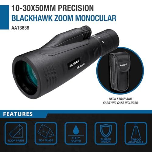 BARSKA BARSKA 10-30x50mm Blackhawk Precision Zoom Monocular for Bird Watching, Travel, Hunting, Boating, and Camping.