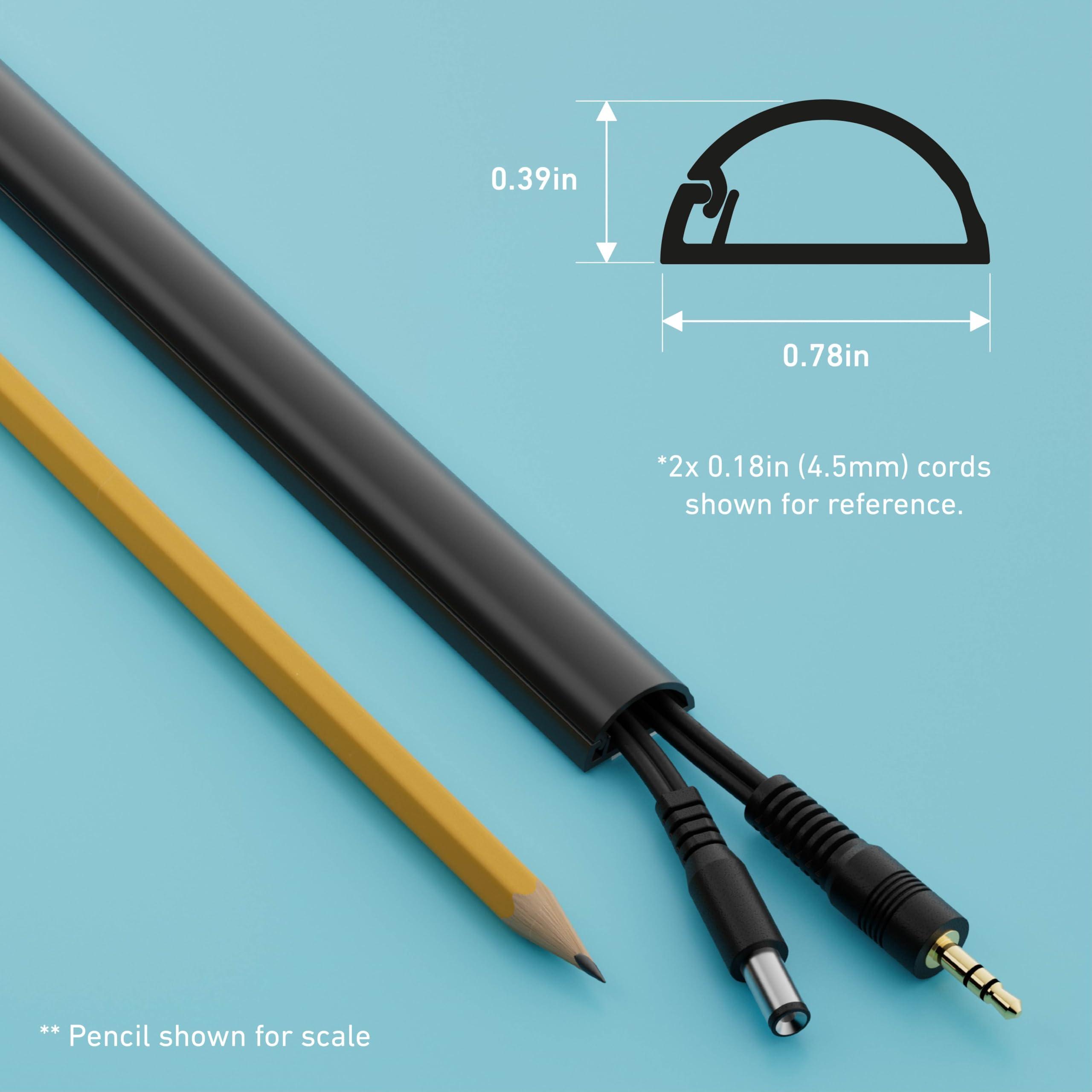 D-Line D-Line 157in Cord Hider Kit, Patented Cable Cover, Hide Wires on Wall, Channel for TV Mount Cords, Raceway Wire Hiders, Paintable, Adhesive, Half Round, 10x 0.78in W x 0.39in H x 15.7in L, Black