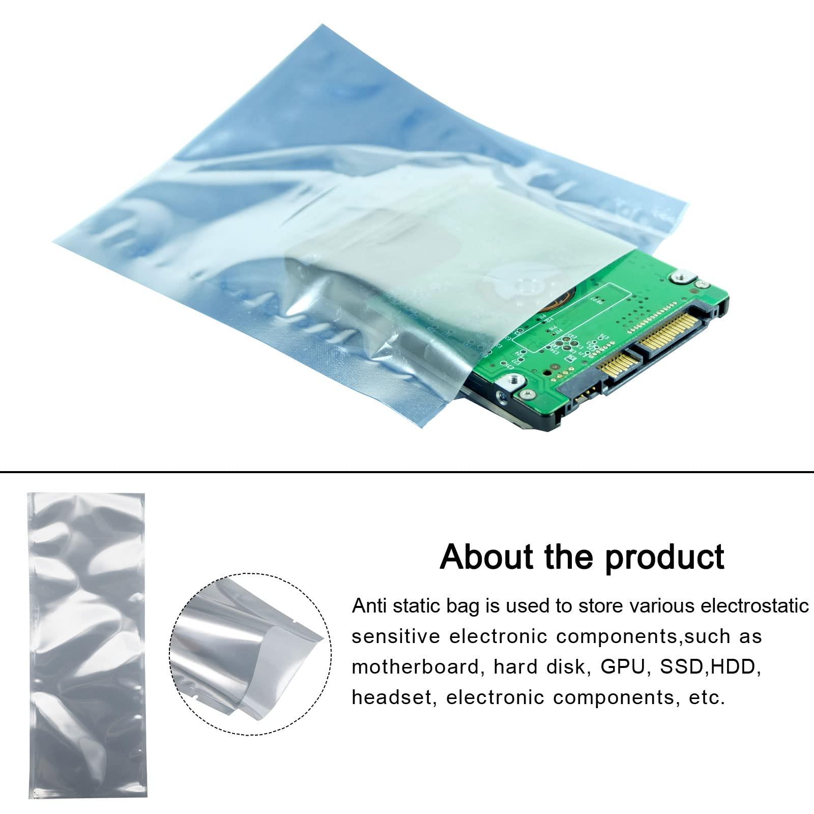 Rebower Rebower Anti Static Bags ESD Shielding Bags Reusable, [for Electronic Device GPU Hard Drive SSD HDD Motherboard] - 5x12inch/50pcs