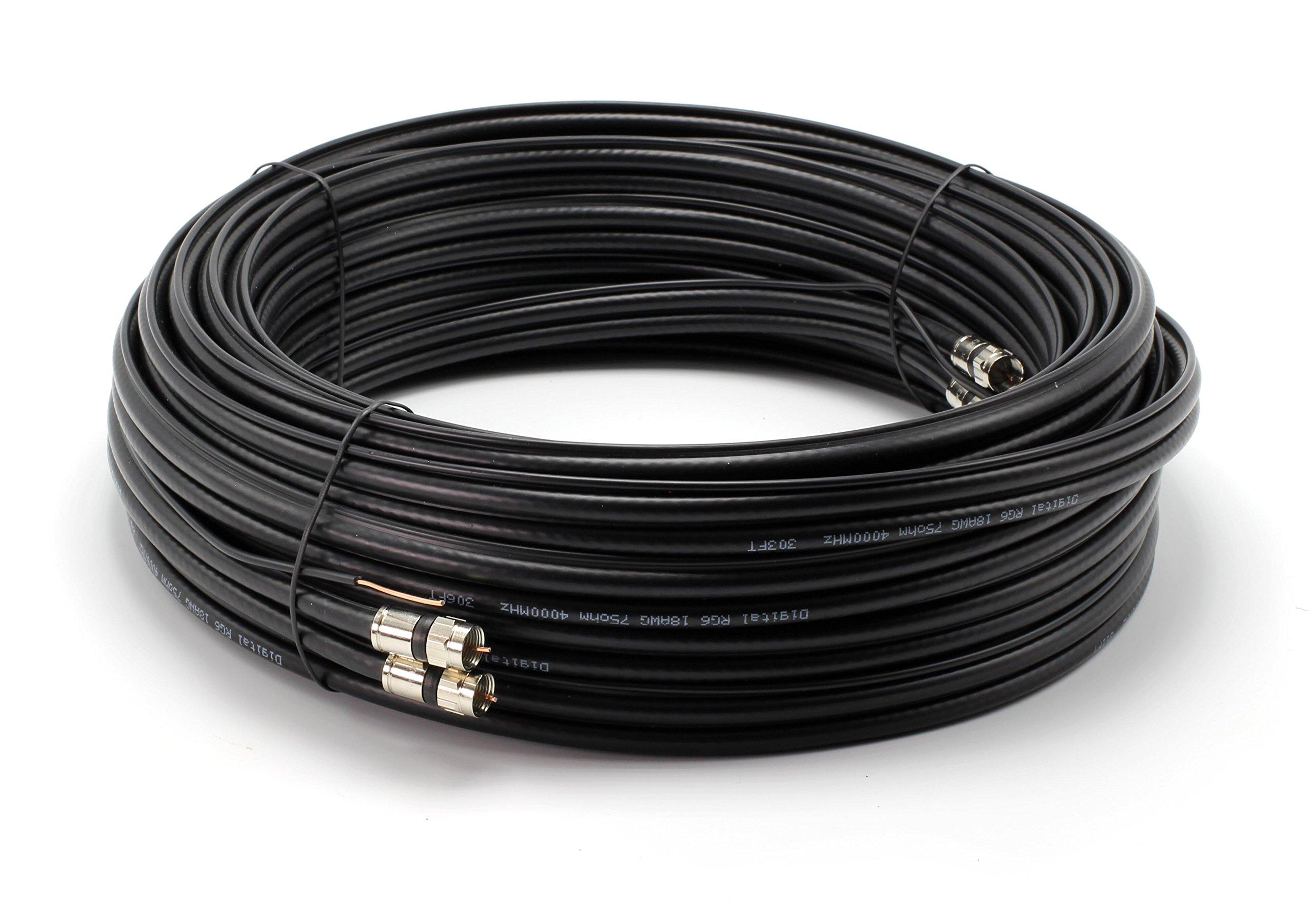 THE CIMPLE CO THE CIMPLE CO 25 Feet, Black- Dual RG6 Twin, Siamese Coaxial Cable with 18 AWG Copper Ground Wire - Use with Satellite, Cable TV, and HD Antennas - (7.5 Meter)