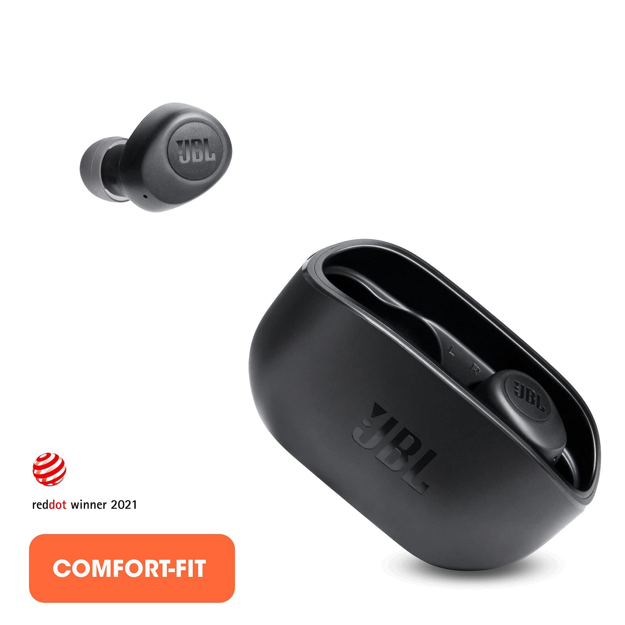 JBL JBL Vibe 100 TWS True Wireless In-Ear Headphones w/Charging Case - Black (Renewed)