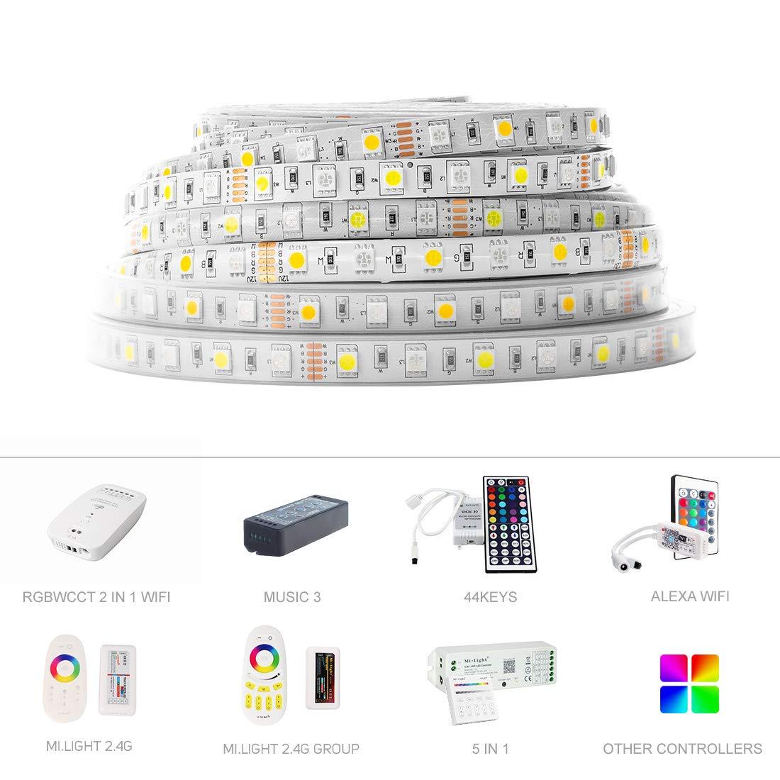 BTF-LIGHTING BTF-LIGHTING 5050 RGBW RGB+Warm White(2700K-3000K) 150RGB+150White LED Tape Light 5m 16.4ft 60LED/m Multi-Colored IP30 10mm Width FPCB DC12V for Bedroom Home Decoration(No Adapter or Controller)
