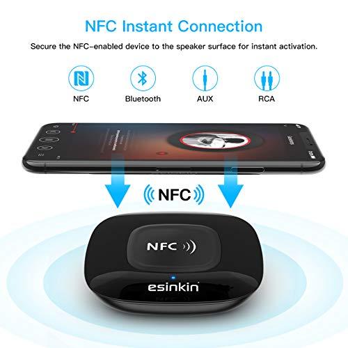 esinkin esinkin Bluetooth Receiver Wireless, NFC-Enabled Audio Adapter 4.0 for HD Home Stereo Music Streaming Sound System for 3.5mm (AUX and RCA)