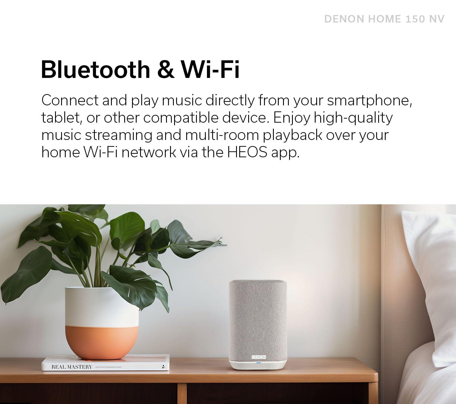 Denon Denon Home 150 NV Wireless Speaker (2024 Model), Home Speaker with HEOS Built-in, AirPlay 2 & Bluetooth, Multi-Room Streaming, Simple Setup, Compact Design, Black (Renewed)