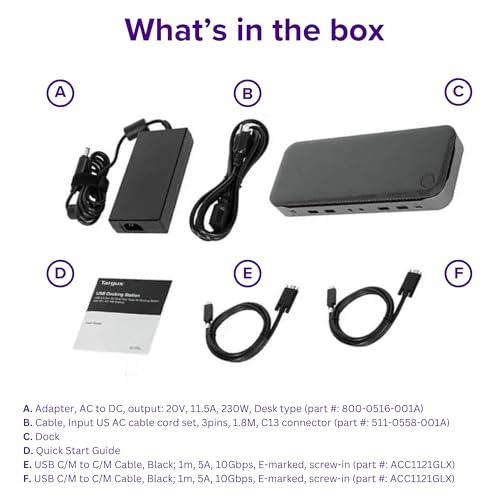 Targus Targus USB-C Dual Host Hybrid Triple Video KVM Docking Station with Dual 100W Power - PC and Mac Compatibility, Connect and Control Up to 2 Laptops, 3 Monitors, and Multiple Peripherals (DOCK750USZ)