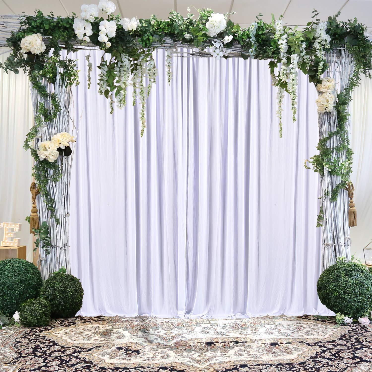 Suppromo 10ft x 10ft White Backdrop Curtain for Parties Wedding White Wrinkle Free Backdrop Drapes Panels for Baby Shower Gender Reveal Birthday Photo Photography Polyester Fabric Background Decoration