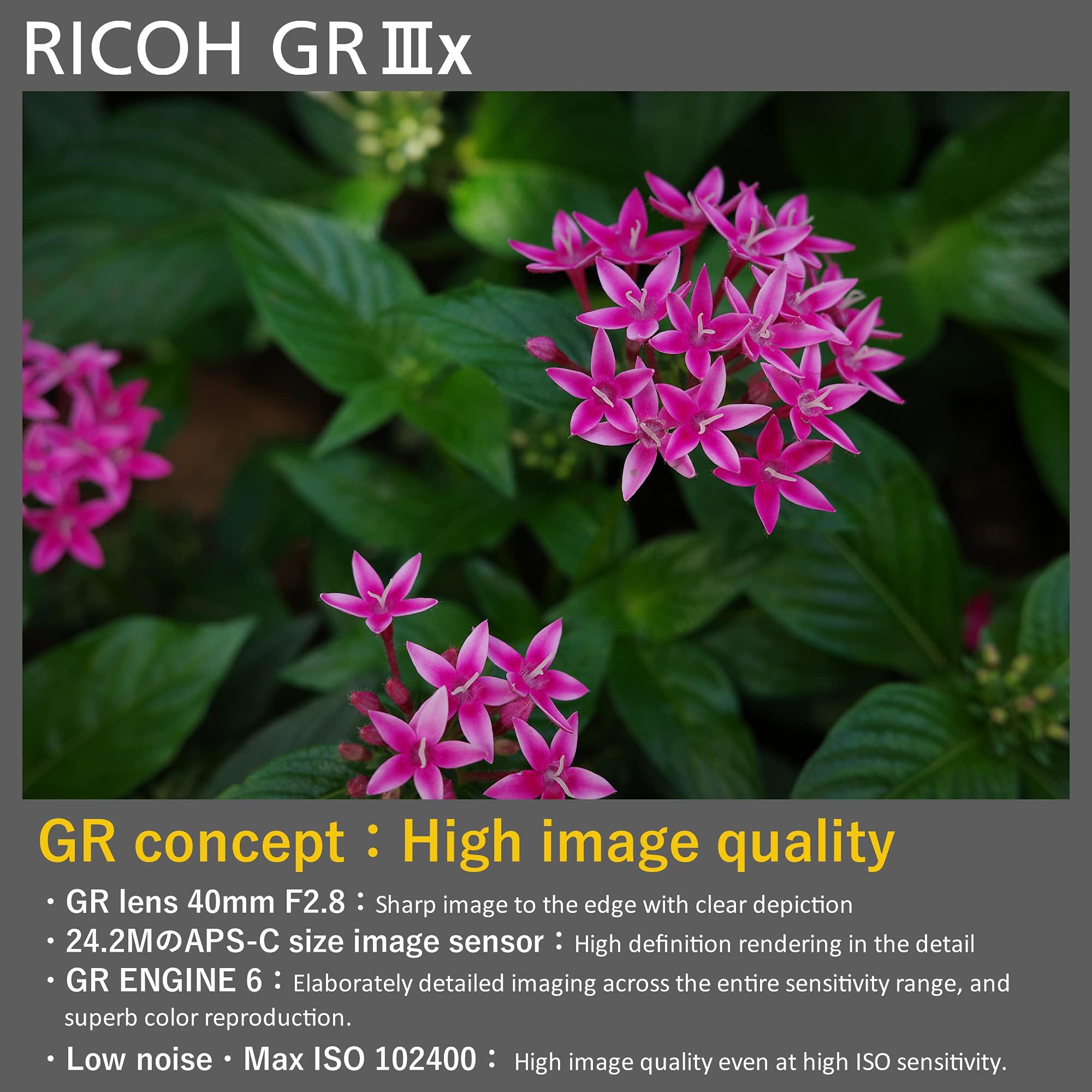 RICOH Ricoh GR IIIx, Black, Digital Compact Camera with 24MP APS-C Size CMOS Sensor, 40mmF2.8 GR Lens (International Model) (Renewed)