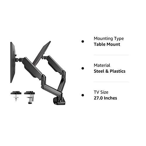 HUANUO HUANUO Dual Monitor Arm for 13 to 27 inch, Gas Spring Monitor Stands for 2 Monitors Vesa Mount with Clamp/Grommet Base, Computer Dual Monitor Desk Mount for up to 17.6 lbs per Arm