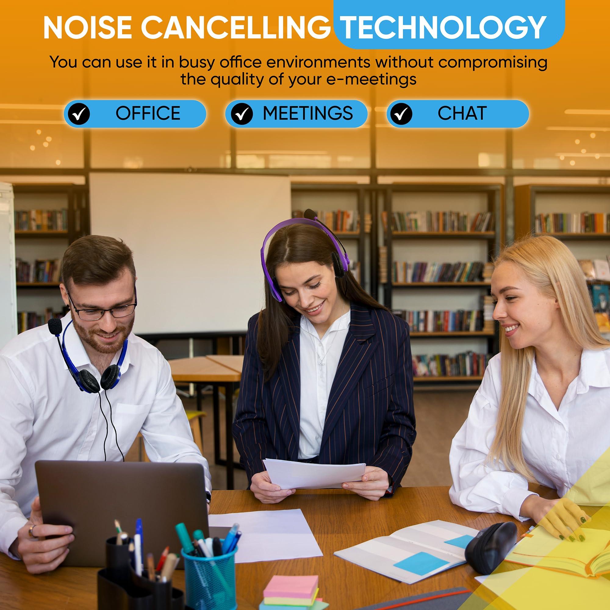 Bulktech 50 Pack Bulk Wired On-Ear Leather Headsets with Boom Microphone and 3.5mm Connector, Black