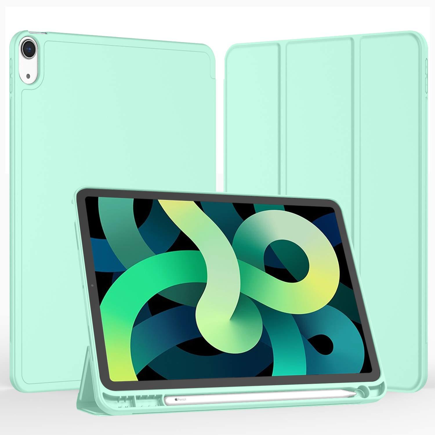 iMieet iMieet iPad Air 11 Inch Case M2 2024, iPad Air 5th/4th Generation Case 2022/2020 10.9 Inch with Pencil Holder, Trifold Stand Smart Case(Light Green)