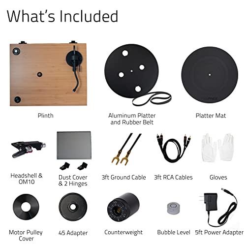 Fluance Fluance RT82 Reference High Fidelity Vinyl Turntable Record Player with Ortofon OM10 Cartridge, Speed Control Motor, High Mass MDF Wood Plinth, Vibration Isolation Feet - Bamboo