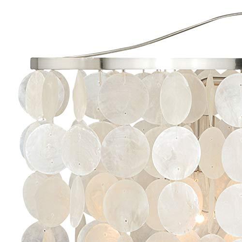 VAXCEL Elsa 3 Light Satin Nickel Coastal Capiz Shell Waterfall Pendant