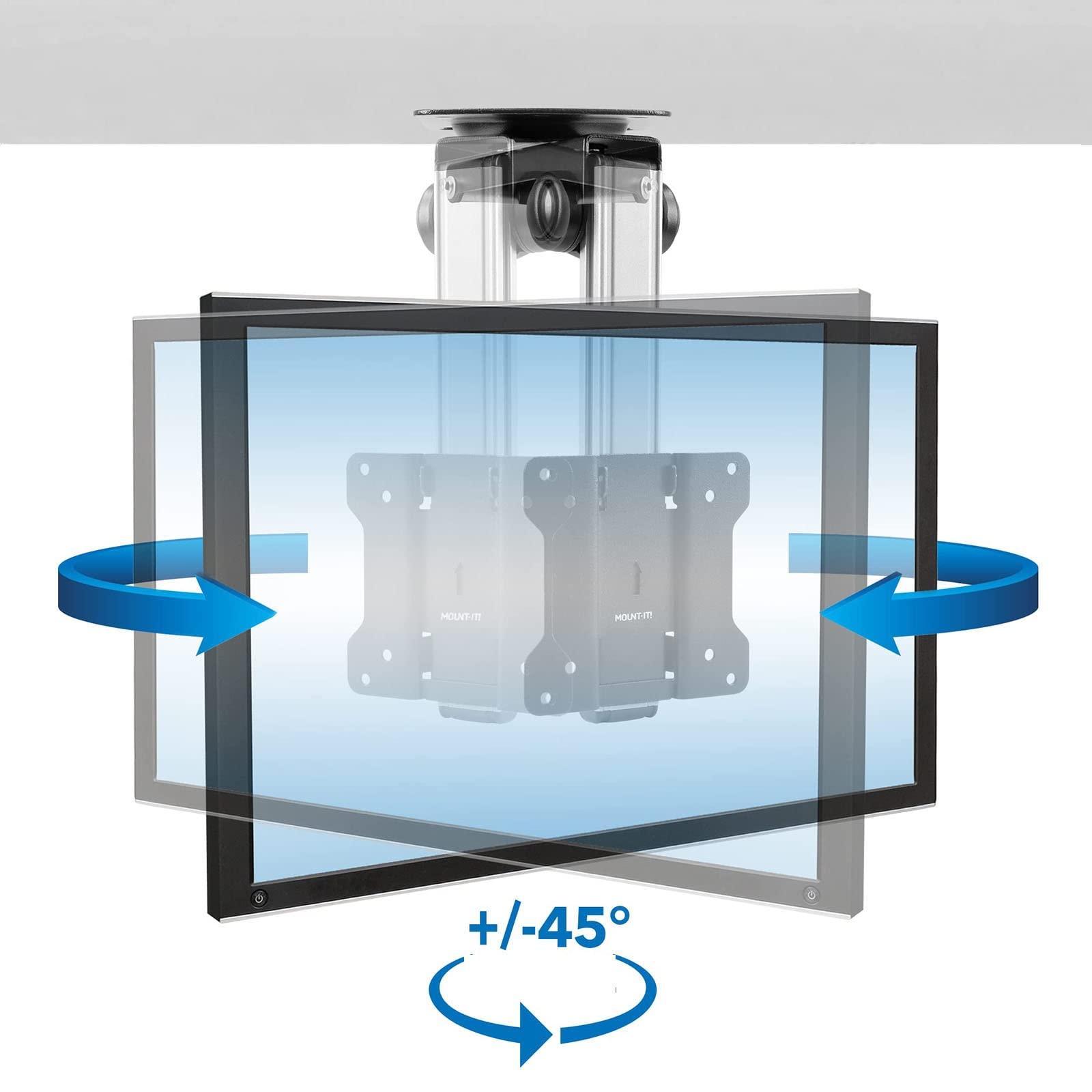 POLGDW Adjustable Ceiling Tilt TV Ceiling Mount - 0-90 Flip Down TV/Monitor Bracket Fits 17-37 Inch TVs, 30 Left/Right Rotation, Max VESA 200x200mm