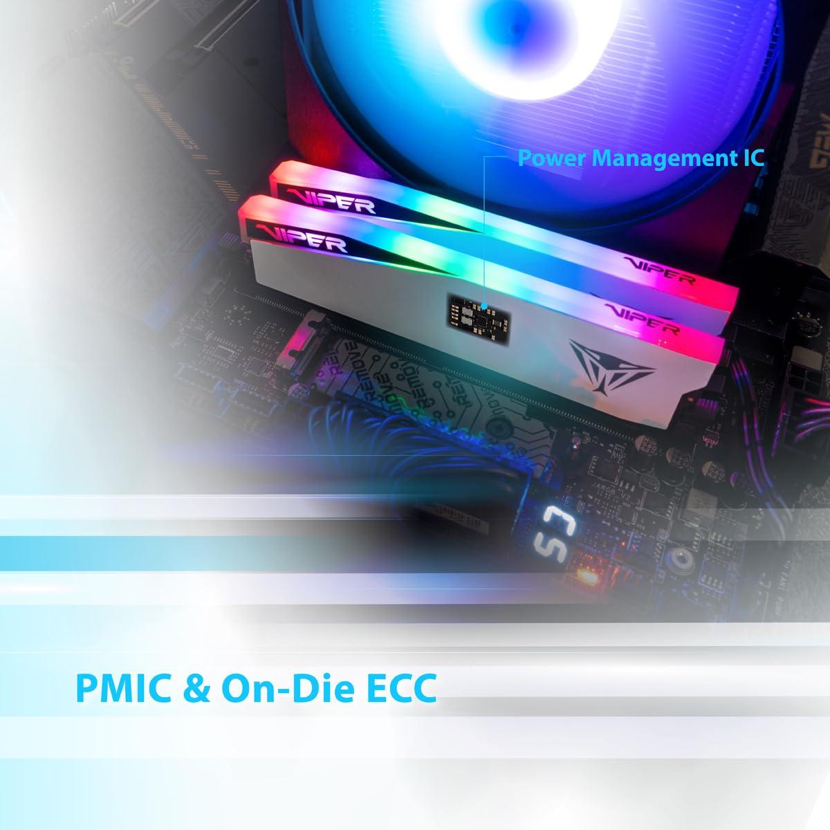 Patriot Memory Patriot Viper Elite 5 RGB DDR5 RAM 32GB (2X16GB) 6200MT/s CL42 1.35v UDIMM Desktop Gaming Memory Kit Compatible with Intel XMP/AMD Expo - PVER532G62C42KW