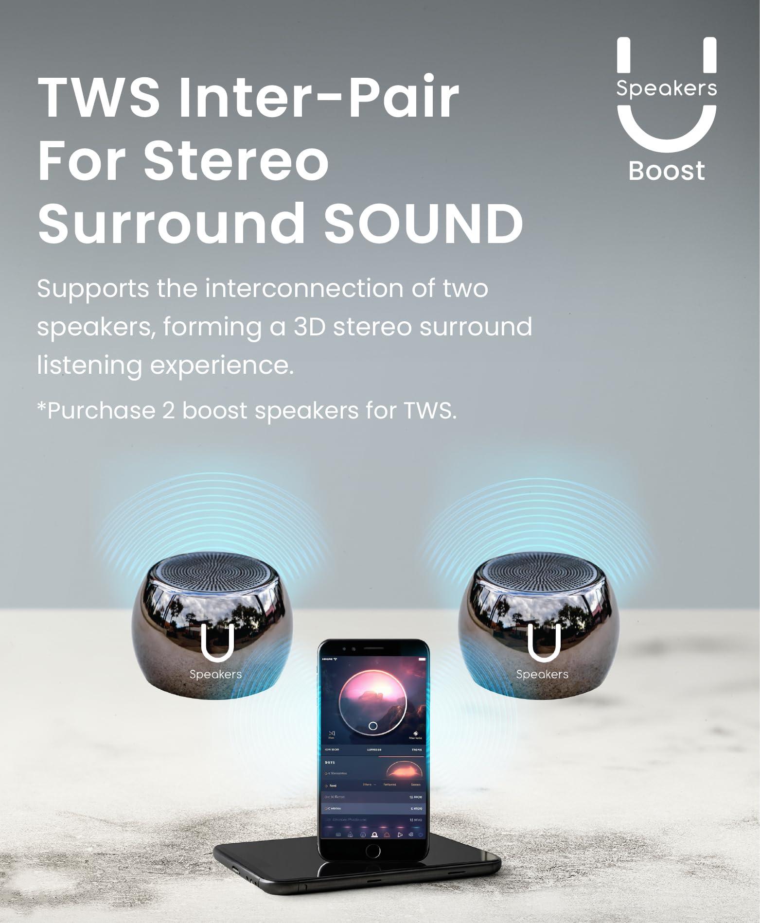 Fashionit Fashionit U Boost Speaker | Stylish Portable Wireless Bluetooth 5.0 with Built-in Subwoofer and Mic | Perfect Mini Speaker for Home, Parties, Travel! Small Device, Rich Sound | Hematite