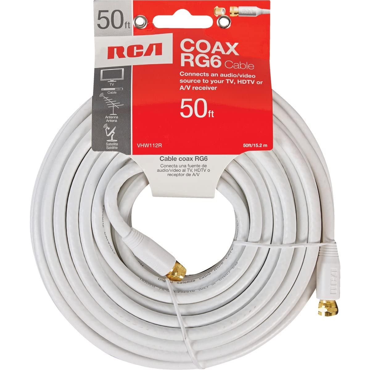 RCA AUDIOVOX VHW112N 50\' White RG6 Coax Cable