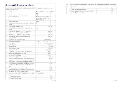 AOC Monitor 23.8" WLED IPS 24P1 1920 x 1080 Full HD Tempo di Risposta 5 ms