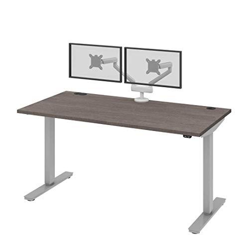Bestar Bestar Upstand Standing Desk with Dual Monitor Arm, Ergonomic Electric Table for Home Office, 60W x 30D, Bark Grey