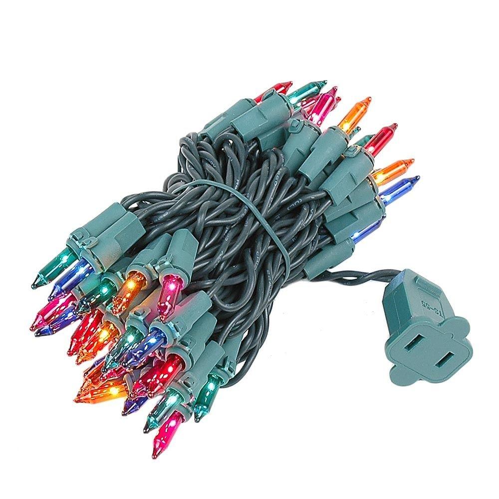 Novelty Lights Novelty Lights 50 Light Multi Christmas Mini String Light Set, Green Wire, Indoor/Outdoor UL Listed, 11' Long
