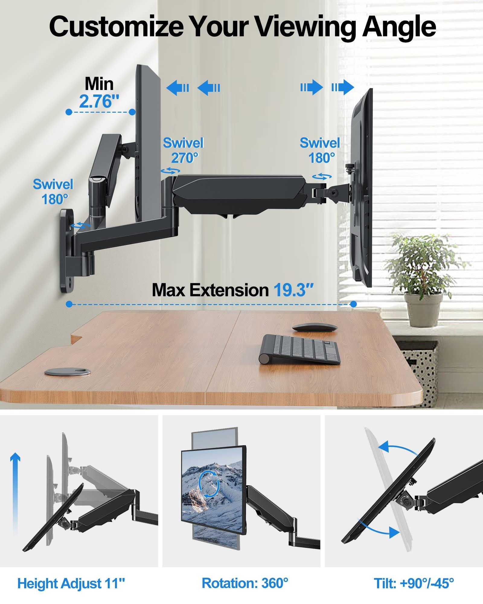 MOUNTUP MOUNTUP Dual Monitor Wall Mount Bundle with Dual Monitor and Laptop Desk Mount for VESA Bracket 75x75mm/100x100mm