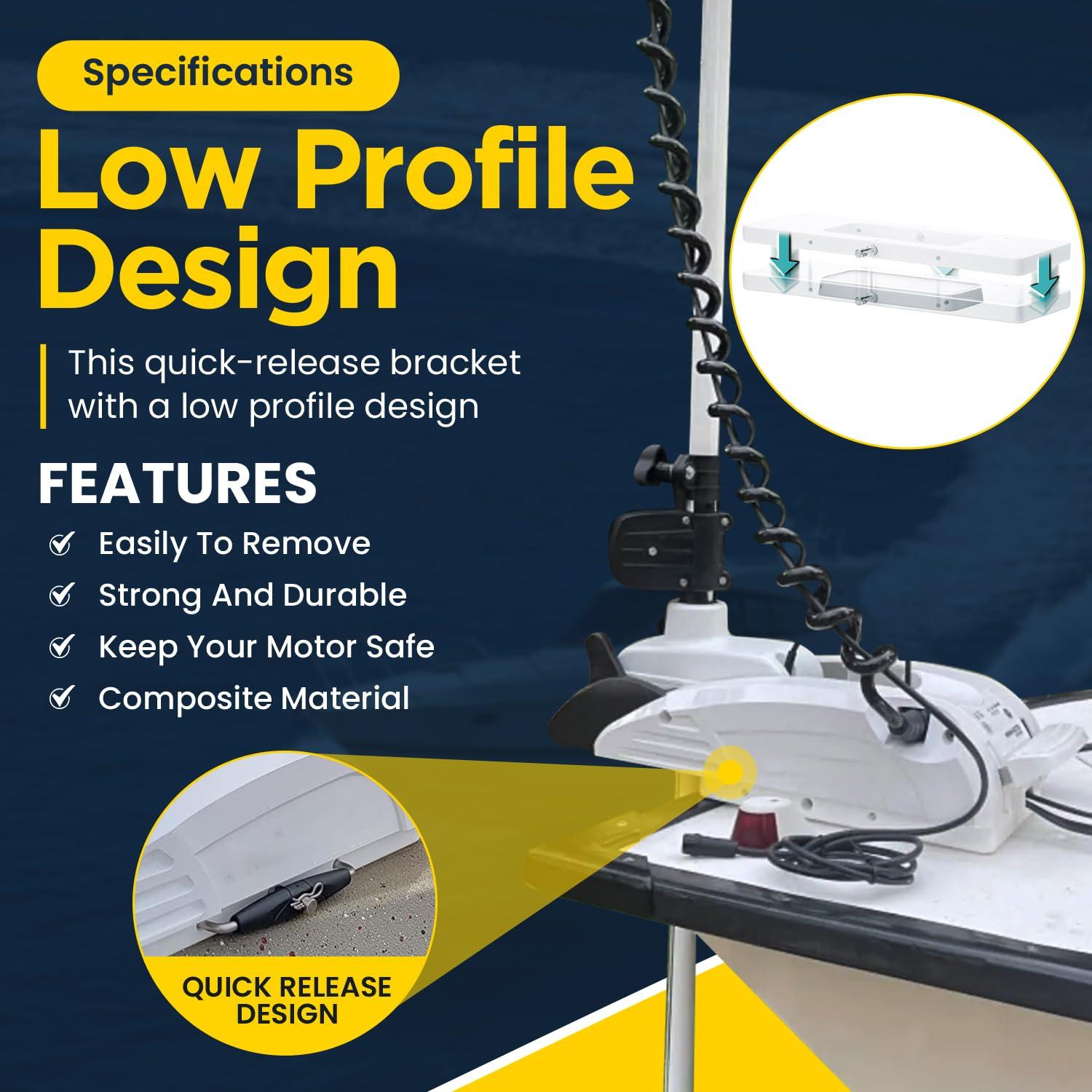 Sunluway For Minn Kota Quick Release Bracket RTA 17 1854017 Compatible with Riptide Terrova, Ulterra, PowerDrive V2, Deckhand 40 Motor, for Riptide Electric Steer Trolling Motor Mount Plate, White