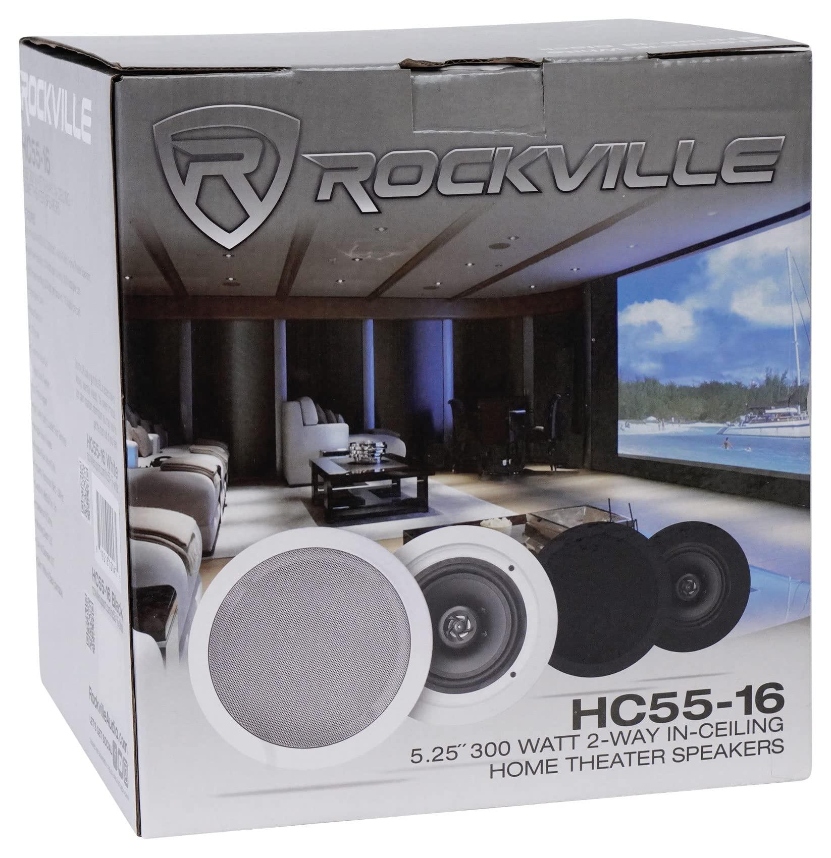 Rockville Rockville 8 HC55-16 White 5.25" 300 Watt in-Ceiling Home Theater Speakers 16 Ohm