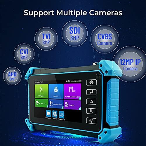 PEGATISAN 5.4 inch CCTV Tester IP and Analog with RJ45 Cable Tracer, Touch Screen 4K IP Camera Tester Built in WiFi with POE/8G TF Card/HDMI Output/RJ45 TDR, IPC-5200 Plus Support 8MP/12MP AHD/CVI/TVI/SDI