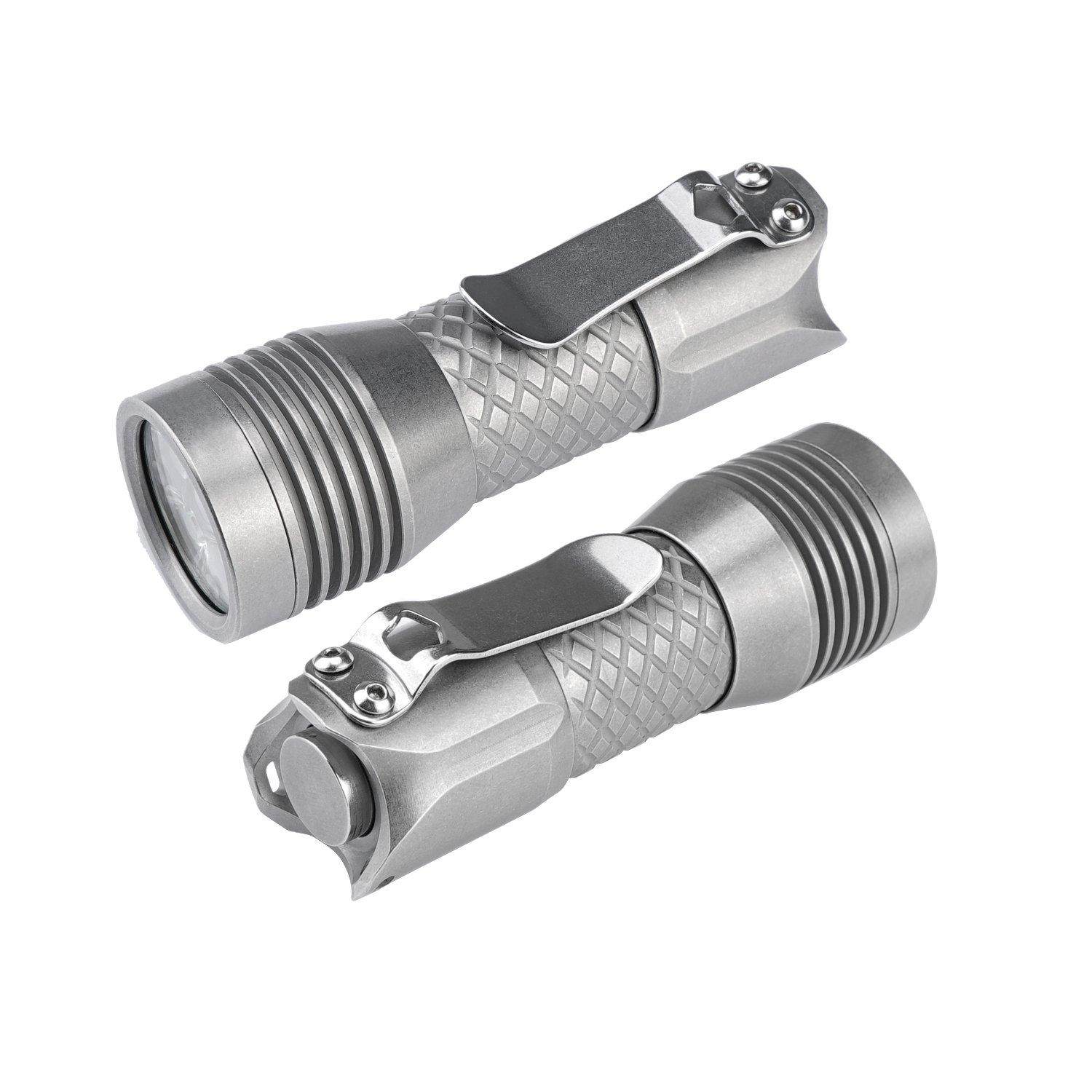 MecArmy MecArmy PS16 Stainless Steel Ultra Bright Flashlight, 2000 Lumens with 4 XP-G2 LEDs Super Long Lasting USB Rechargeable Handheld EDC Compact Flashlight for Everyday Carry (Stonewashed)