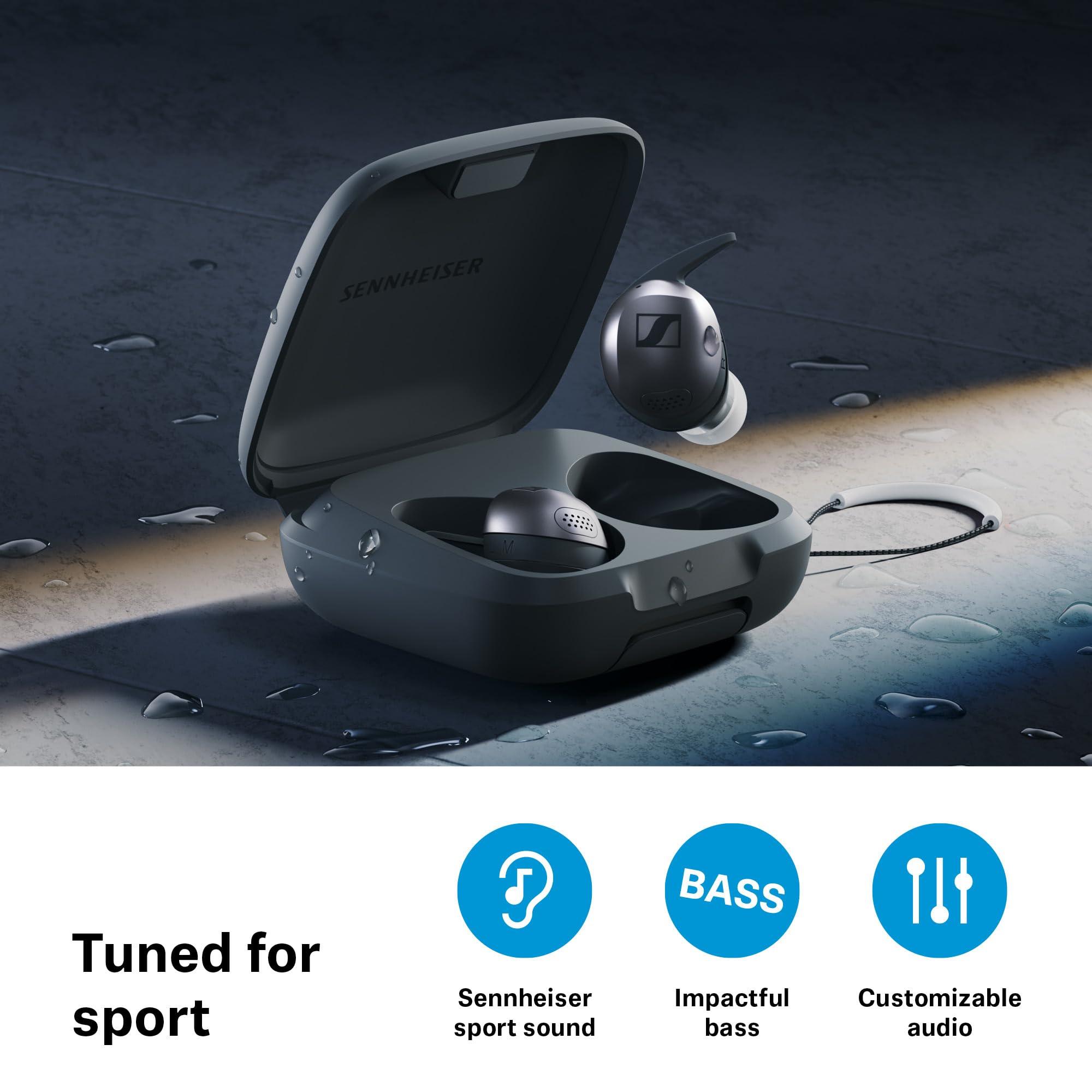 Sennheiser Sennheiser Momentum Sport Earbuds with Sport Sound Tuning and Adaptive ANC, Secure Fit, 24-Hour Battery Life, Fitness Tracker for Body Performance Data, Black